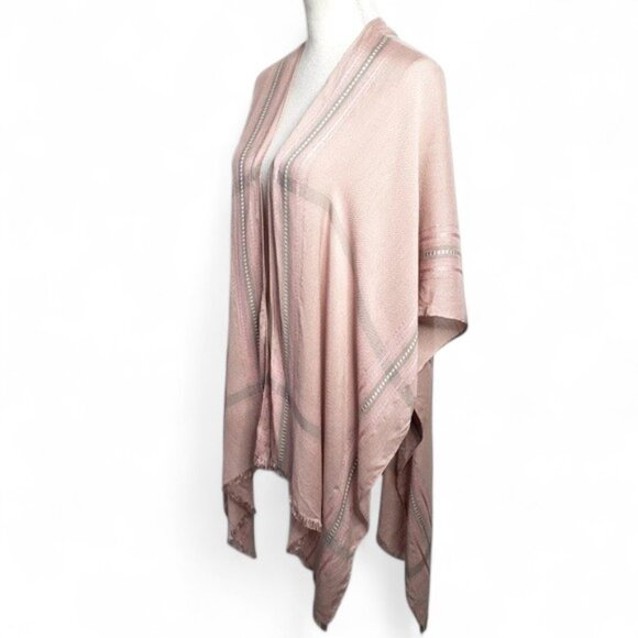 NWT LC Lauren Conrad Kimono Wrap Women's Metallic Striped Open Front OS - Picture 2 of 7
